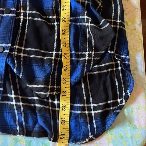 Sanctuary | Dark Blue Main Street Plaid Boyfriend Top Shirt Snaps Small Western - Picture 9 of 9